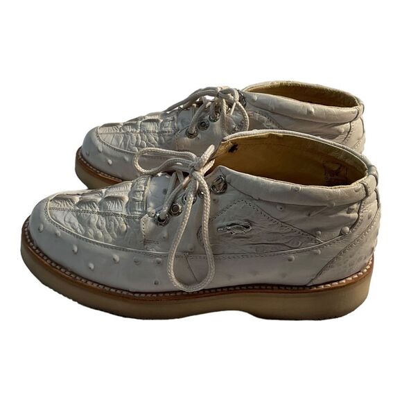 Figueroa Boots Taupe Caiman Ostrich Leather Lace Up Shoes Mens Size 6.5 main image 12